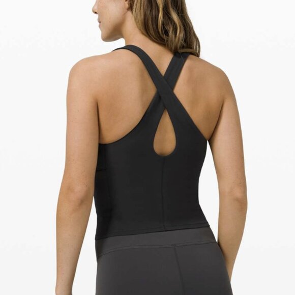 Lululemon Key to Balance Tank Top Black Keyhole Built-in-Bra Nulu High Neck Sz 4 - Picture 2 of 14